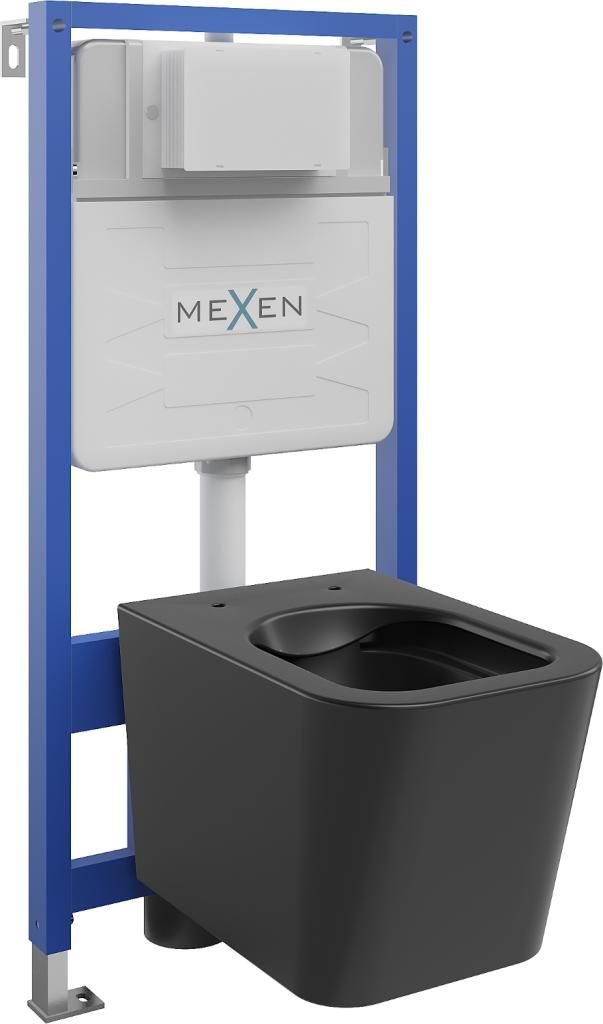 MEXEN/S - WC predstenová inštalačná sada Fenix Slim s misou WC Teo, čierna mat 6103385XX85