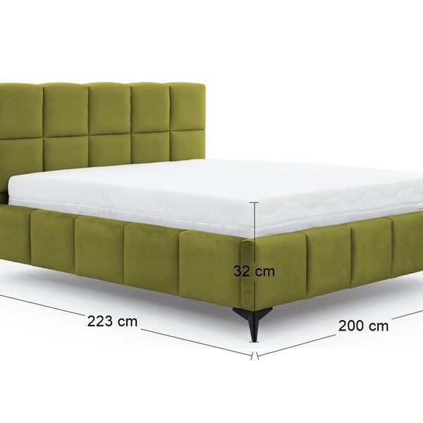 Čalúnená manželská posteľ s roštom Molina 180 - svetlozelená