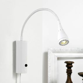 Nordlux LED svietidlo Mento s flexibilným ramenom, biele, Spálňa, Kov, 3W, Energialuokka: G, P: 28 cm, L: 5 cm, K: 30cm