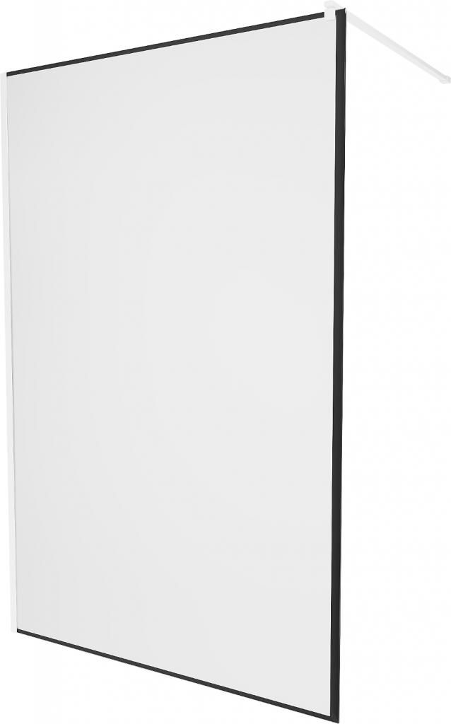 MEXEN/S - KIOTO Sprchová zástena WALK-IN 90 x 200 cm, transparent/čierny vzor 8 mm, biela 800-090-101-20-70