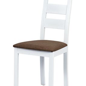 Autronic Jedálenská stolička, masív biely, poťah hnedý BC-2603 WT