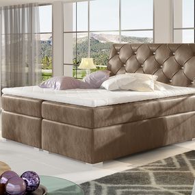 Čalúnená manželská posteľ s úložným priestorom Beneto 160 - hnedá