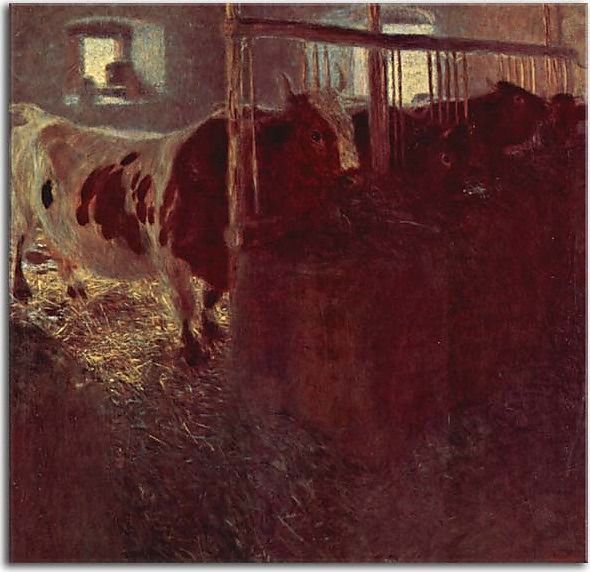Gustav Klimt - Cows in the barn Obraz zs16757