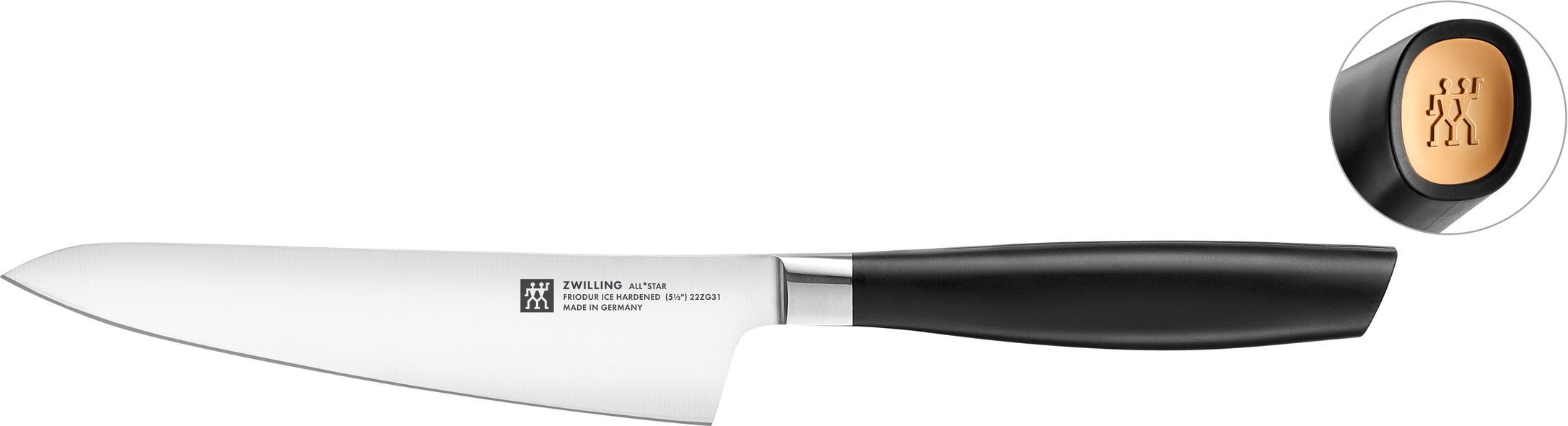 Zwilling Kompaktný kuchársky nôž All* Star, 14 cm, matne zlaté logo 1022902