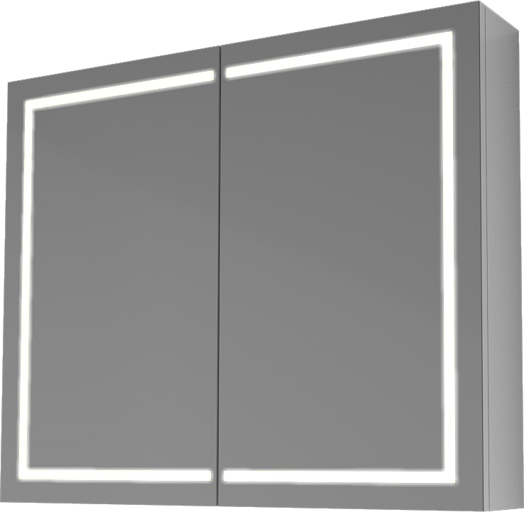 Zrkadlo PRO 850 LED dvoj-dverové - Biely lak, vysoký lesk