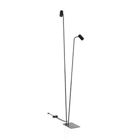 Euluna Stojacia lampa Mono II, 2-plameňová, čierna, Obývacia izba / jedáleň, oceľ, ABS plast, GU10, 10W, K: 212cm