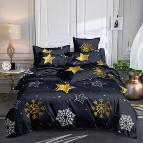 DomTextilu Očarujúce tmavo sivé vianočné posteľné obliečky so snehovými vločkami 2 časti: 1ks 140 cmx200 + 1ks 70 cmx80 Sivá 180x220 cm 47814-220138