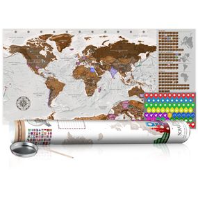 Zoškrabávacia mapa sveta - Grey Map: Poster