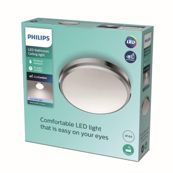 Philips Doris LED CL257 Stropné svietidlo do kúpeľne kruhové 6W/640lm 220mm 4000K IP44 chróm