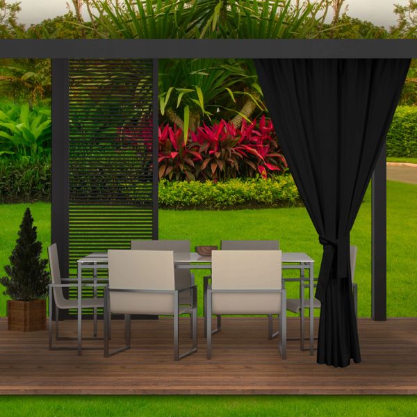 Moderné extérierové čierne závesy na záhradnú terasu 155 x 220 cm