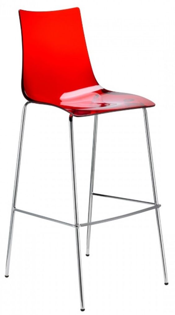 SCAB - Vysoká barová stolička ZEBRA ANTISHOCK - červená/chróm