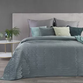 DomTextilu Sivo zelený zamatový prehoz na posteľ s efektom prešívania Šírka: 230 cm | Dĺžka: 260 cm 28132-198678