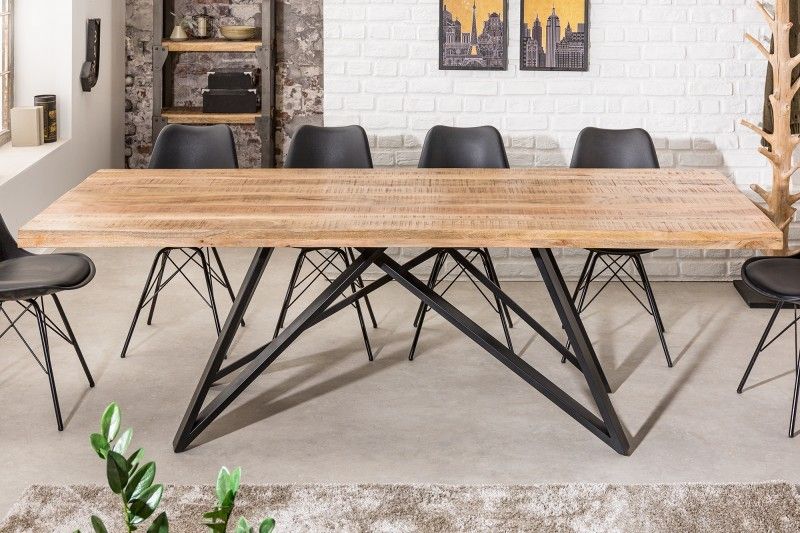 Estila Industriálny jedálenský stôl Steele Craft do jedálne z masívneho mangového dreva s čiernymi nohami z kovu 240cm