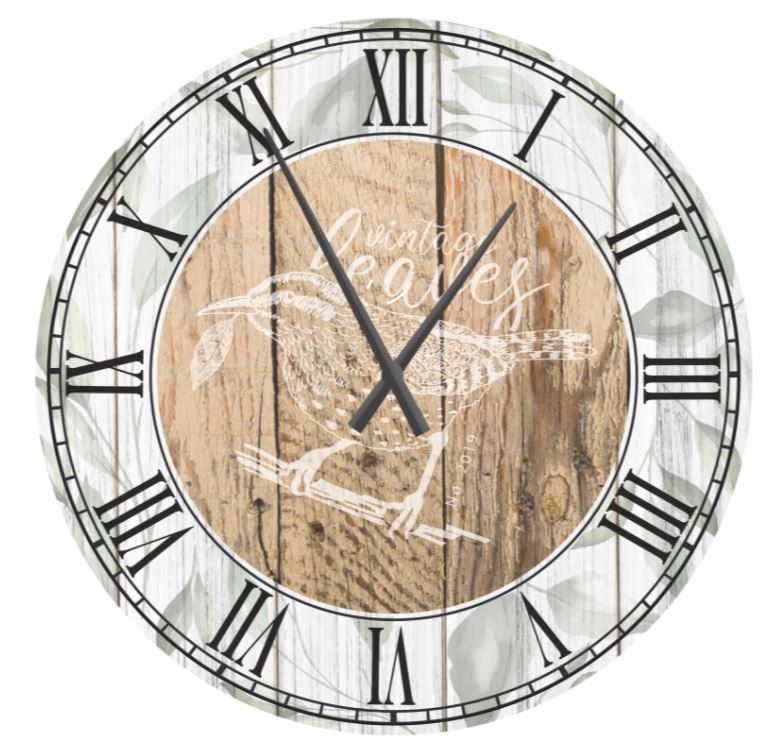Metal Dekor nástenné hodiny Vtáčik, priemer 80 cm