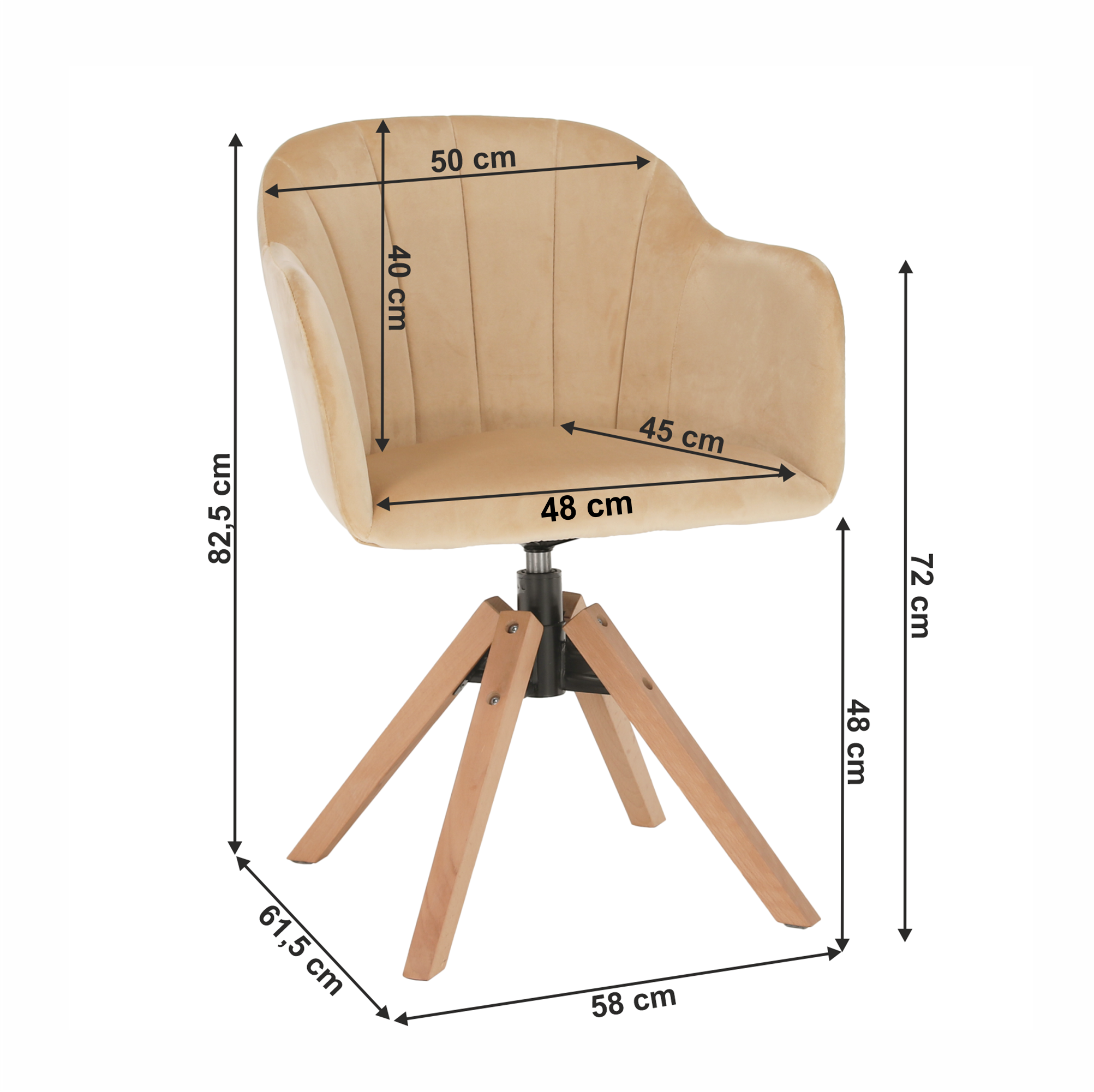 Otočné kreslo, béžová/buk, DALIO