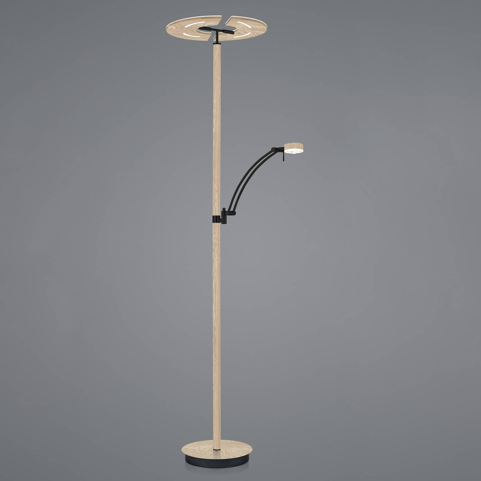 HELL Stojaca LED lampa Cleo zo železa vo vzhľade dreva, Obývacia izba / jedáleň, železo, 41W, K: 185cm