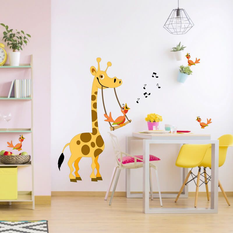 Nálepka na stenu Žirafa s hojdačkou