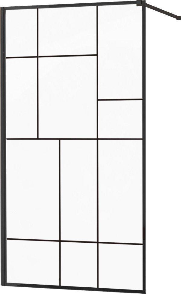 MEXEN/S - KIOTO Sprchová zástena WALK-IN 70x200 cm 8 mm, čierna, čierny vzor 2 800-070-101-70-78