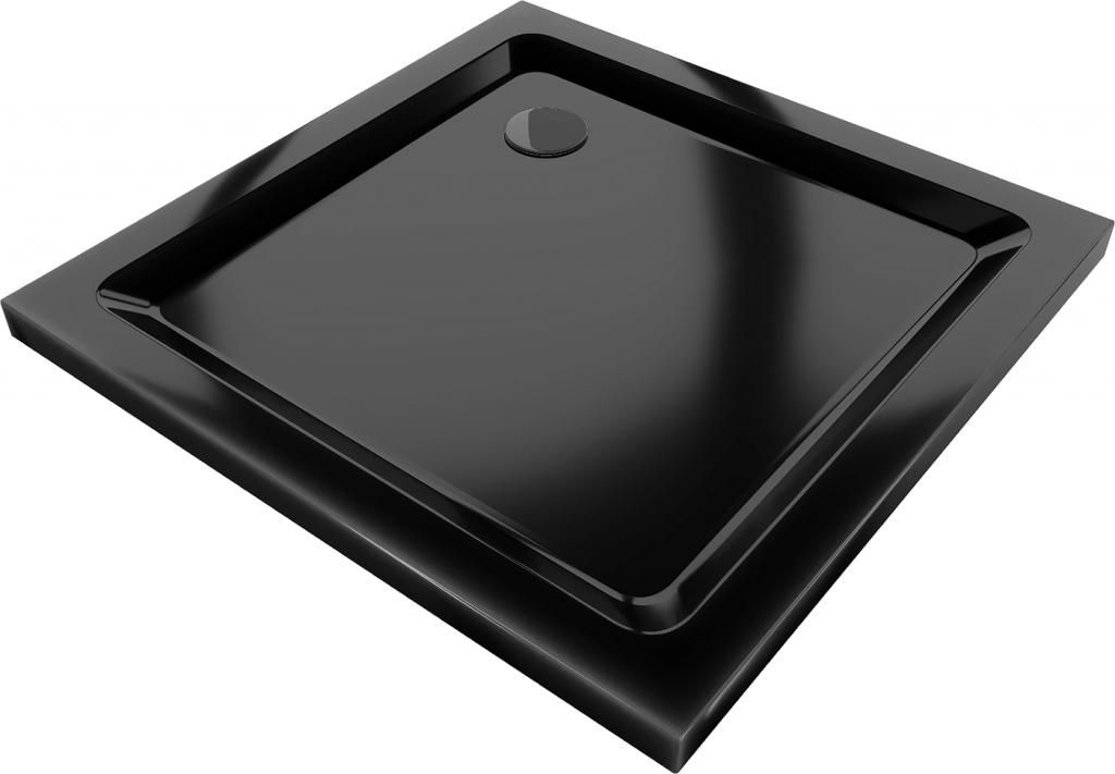 MEXEN/S - Flat Sprchová vanička štvorcová slim 100 x 100 cm, čierna + čierny sifón 40701010B