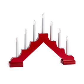 Markslöjd LED svietnik Evelin z dreva, 7-plameňový, červená, Obývacia izba / jedáleň, drevo, plast, 0.06W, L: 37.5 cm, K: 29cm