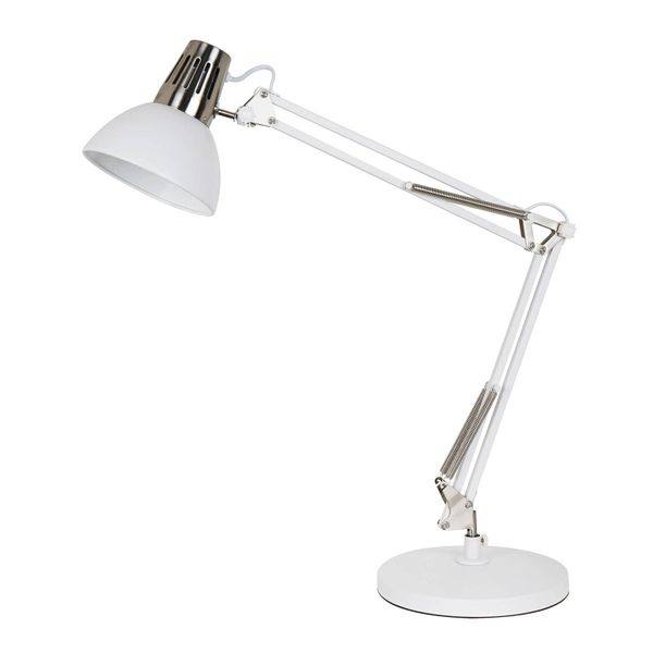 Aluminor Calypsa lampa na písací stôl, biela, Pracovňa / Kancelária, oceľ, hliník, plast, E27, 12W, K: 70.5cm