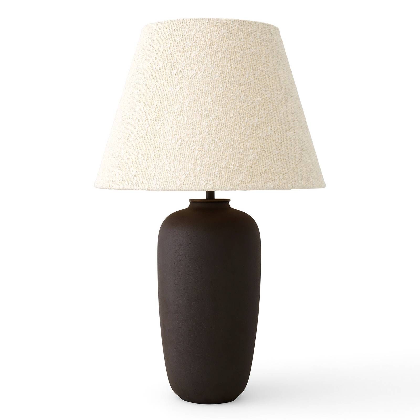 Audo Copenhagen Torso stolová LED lampa, hnedá/biela, 57 cm, Obývacia izba / jedáleň, keramika, textil dedar, mosadz, oceľ, E27, 6W, K: 57cm