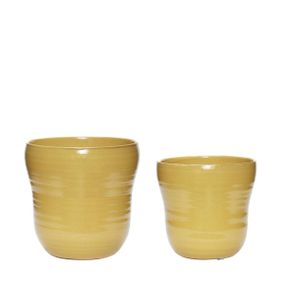 Hübsch Keramický obal na kvetináč Yellow Ceramics Menší