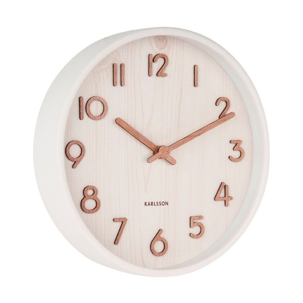 Biele nástenné hodiny z lipového dreva Karlsson Pure Small, ø 22 cm