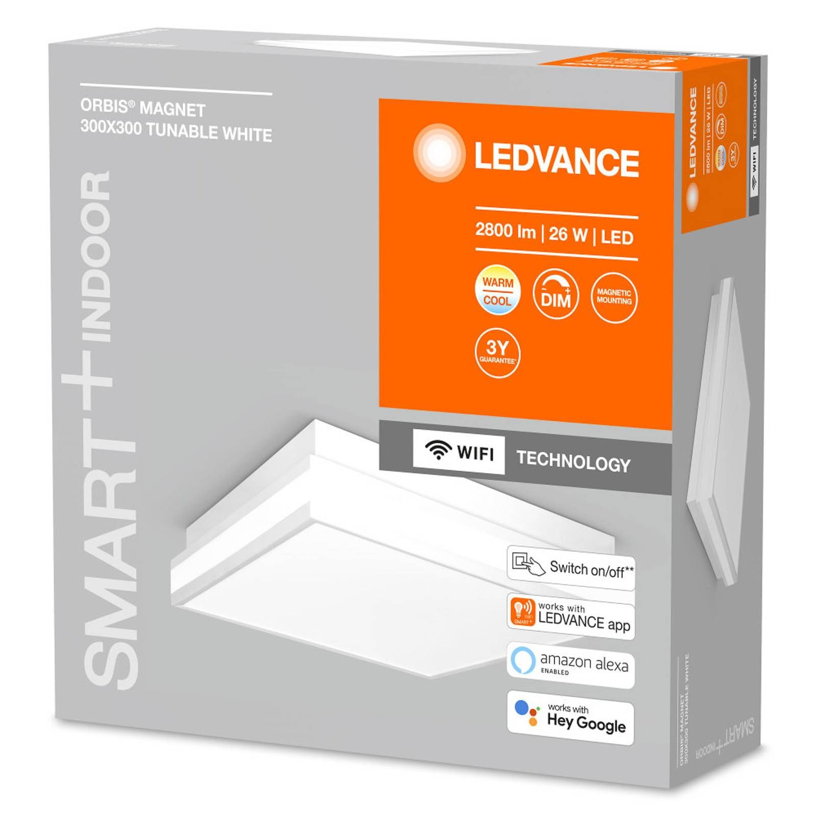 LEDVANCE SMART+ WiFi Orbis Magnet biela, 30x30 cm, Chodba, oceľ, polykarbonát, 26W, P: 30 cm, L: 30 cm, K: 8.6cm