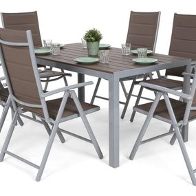 Home Garden Záhradný nábytok Ibiza so 6 stoličkami a stolom 150 cm, strieborná/taupe