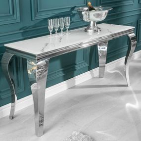 Dizajnový konzolový stôl Rococo 145 cm strieborný - mramor - 
