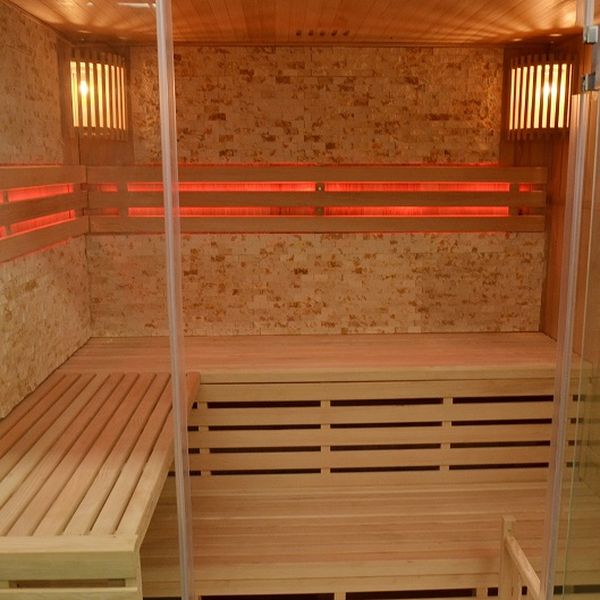 M-Spa - EA4K - Suchá sauna so saunovou pecou pre 4 osoby 180 x 160 x 201 cm s kamenným obkladom