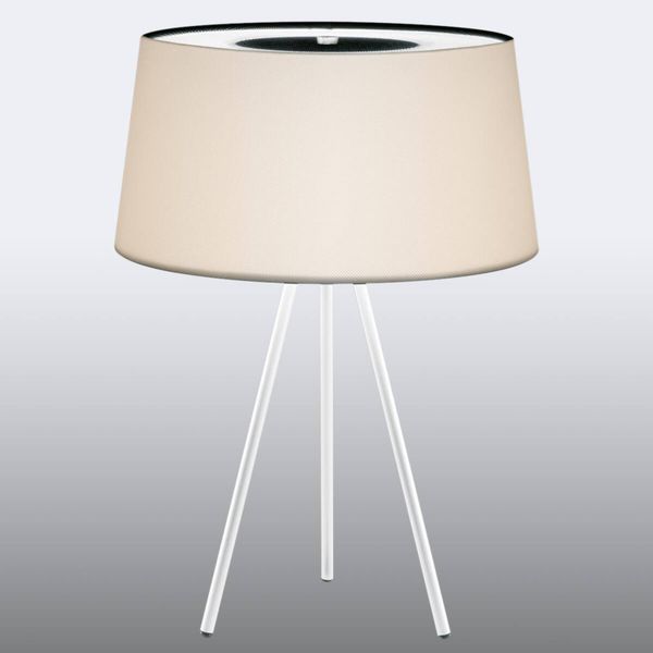 Kundalini Tripod stolná lampa krémová/rám biely, Obývacia izba / jedáleň, látka, kov, E14, 40W, K: 50cm