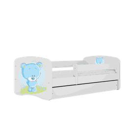 Letoss Detská posteľ BABY DREAMS 140/70- Modrý Macko Biela S matracom Bez uložného priestoru