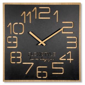 DomTextilu Dizajnové nástené hodiny v luxusnej kombinácia dreva a čiernej farby 60 cm 47309