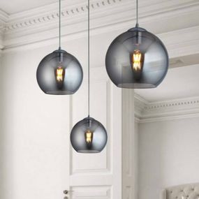 Searchlight Závesná lampa Balls, sklená guľa/dymová/Ø 30 cm, Obývacia izba / jedáleň, kov, sklo, E27, 60W