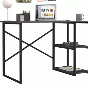 Bývaj s nami SK, BUSTOS písací stôl s policami 60 x 120, antracit  kov - čierny, biely, farebný,LTD