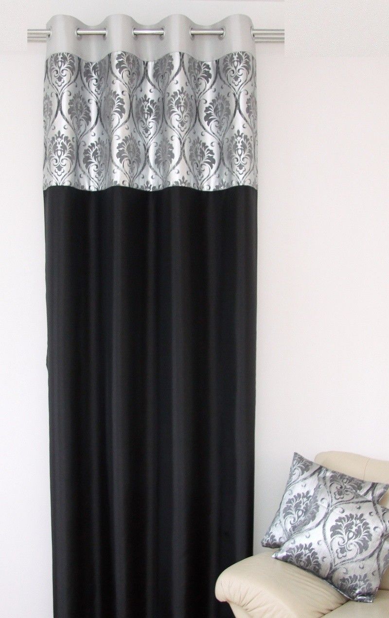 Čierno strieborný záves s jednoduchým motívom 140 x 250 cm