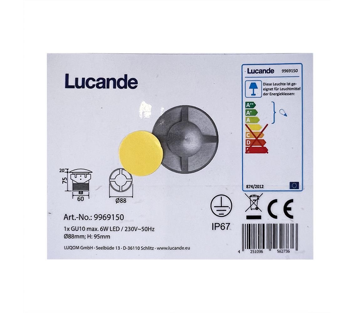 Lucande - Vonkajšie zapustené svietidlo EDWINA 1xGU10/6W/230V IP67