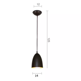 Menzel Solo Tul14 závesná lampa v hnedo-čiernej, Obývacia izba / jedáleň, železo, lístkové zlato, E27, 42W, K: 17cm