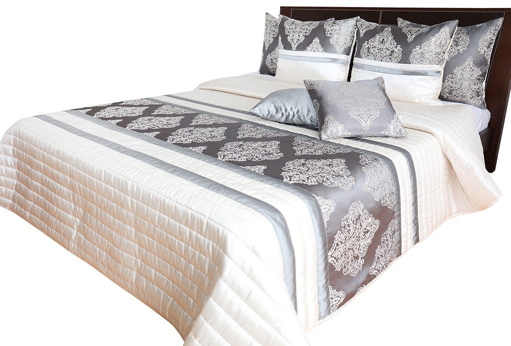 DomTextilu Luxusný prehoz na posteľ barokového designu v zlato sivej farbe 200 x 220 cm  48467-221758