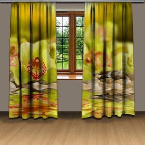 Závesy Zelená orchidea (Rozmer: 140x250, Materiál: Interlock)