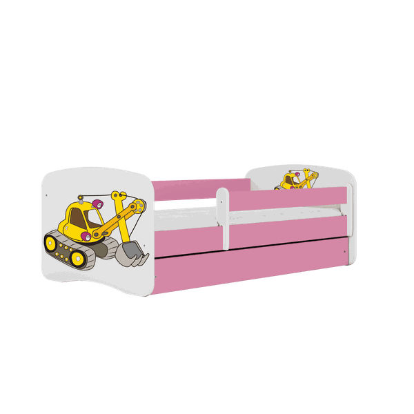 Letoss Detská posteľ BABY DREAMS 160/80 - Bager Ružová S matracom Bez uložného priestoru