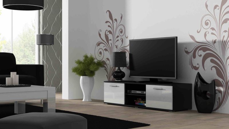 Televízny stolík Cama SOHO RTV 140 S4 čierny mat/biely lesk