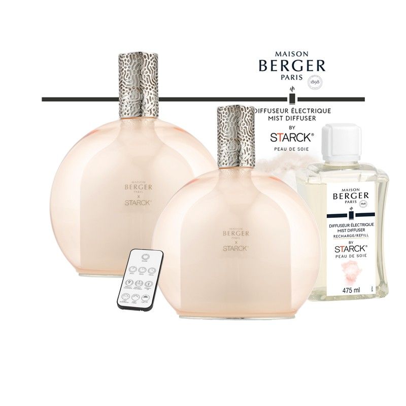 Maison Berger Paris Sada elektrický difuzér Starck, ružový + náplň Peau de Soie, 475 ml 7020