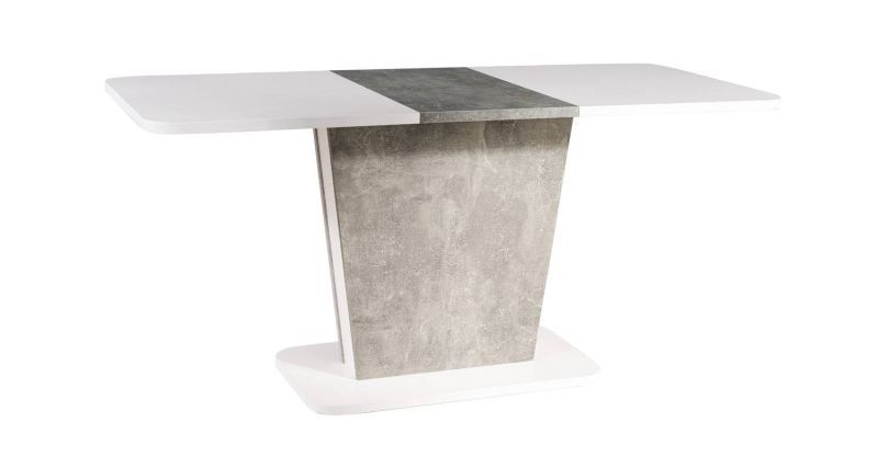 Jedálenský stôl Signal CALIPSO biely mat/sivá (efekt betonu)
