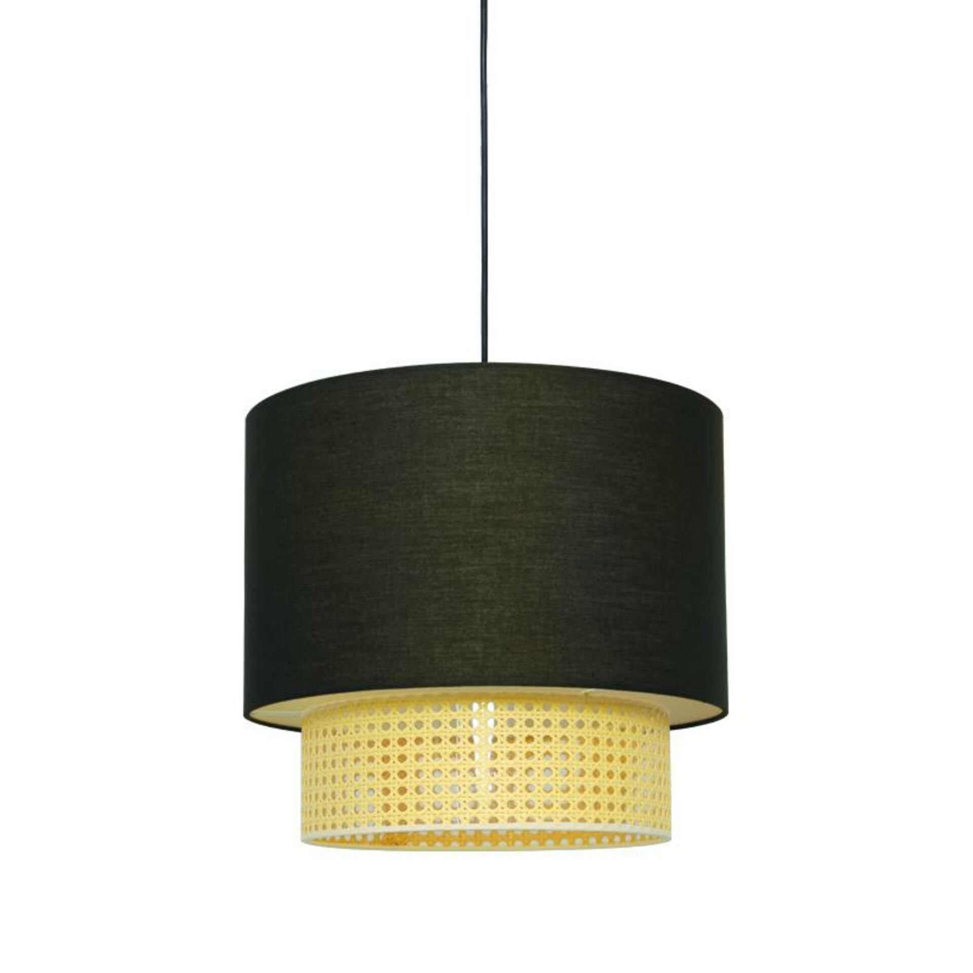 ACA Lighting závěsné svítidlo 2XE27 NISYROS černá textil+ratan D40xH150CM TF20832PB