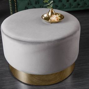 Estila Moderná kruhová taburetka Modern Barock sivej farby so zlatým kovovým podstavcom 55cm