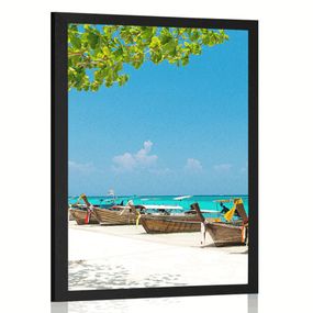 Plagát biela piesočnatá pláž na ostrove Bamboo - 40x60 black