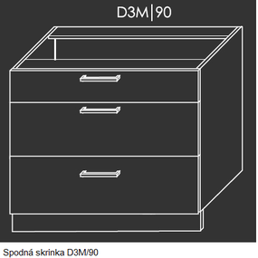 ArtExt Kuchynská linka Brerra - mat Kuchyňa: Spodná skrinka D3M/90 / (ŠxVxH) 90 x 82 x 50 cm